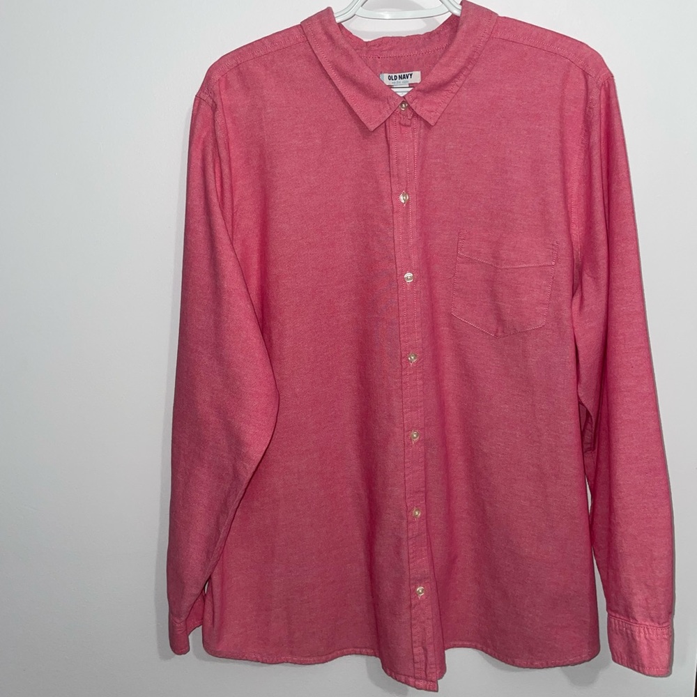 Old Navy Woman’s XXL Long Sleeve Pink Collared Button Down Shirt Blouse